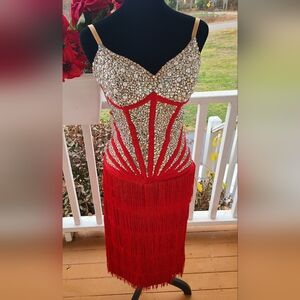 Stand Out 🔥 Red Latin/Rhythm Ballroom Dress